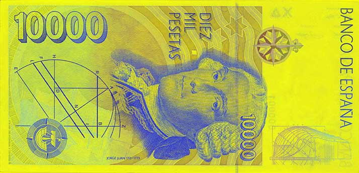 10 000-pesetasedel (baksida)